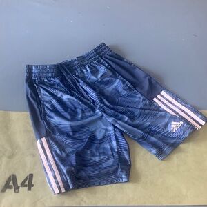 Adidas Dark Blue Shorts with Light Pink Stripes